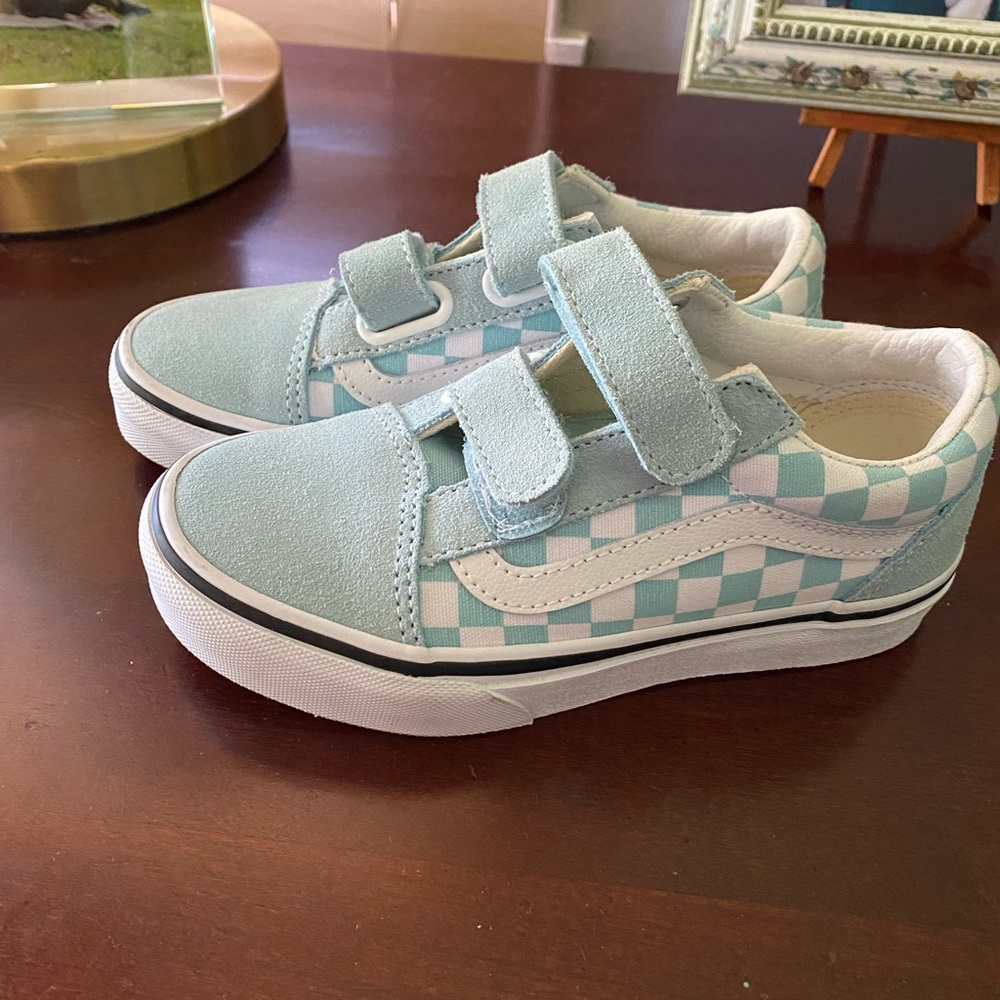 Vans light Blue Checkered Velcro Old Skool V Sneakers